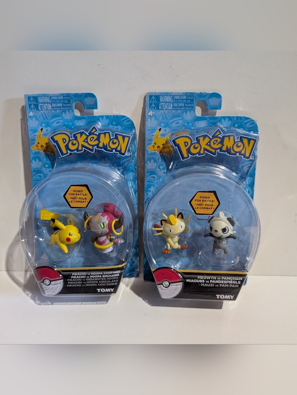 Lot Of 2 Pokemon Battle Action Figures Pikachu vs Hoopa And Meowth vs Pancham